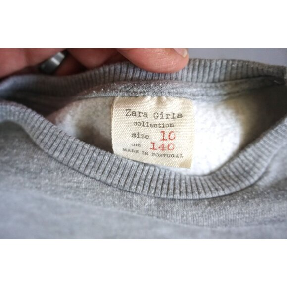 Zara Gray Girls Sweater Dress Merci Beaucoup Long Sleeve Plaid  – Size 10 - Picture 4 of 7